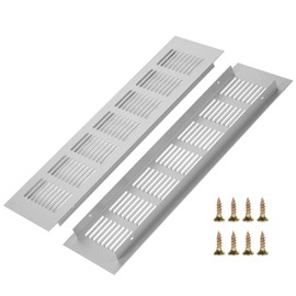 Pack of 2 Ventilation Grille Door Ventilation Grille Aluminium Ventilation Grille Exhaust Grille with 8 Screws Door Ventilation Grille for Shoe Cabinet, Bathroom, Kitchen, Living Room, 8 x 30 cm
