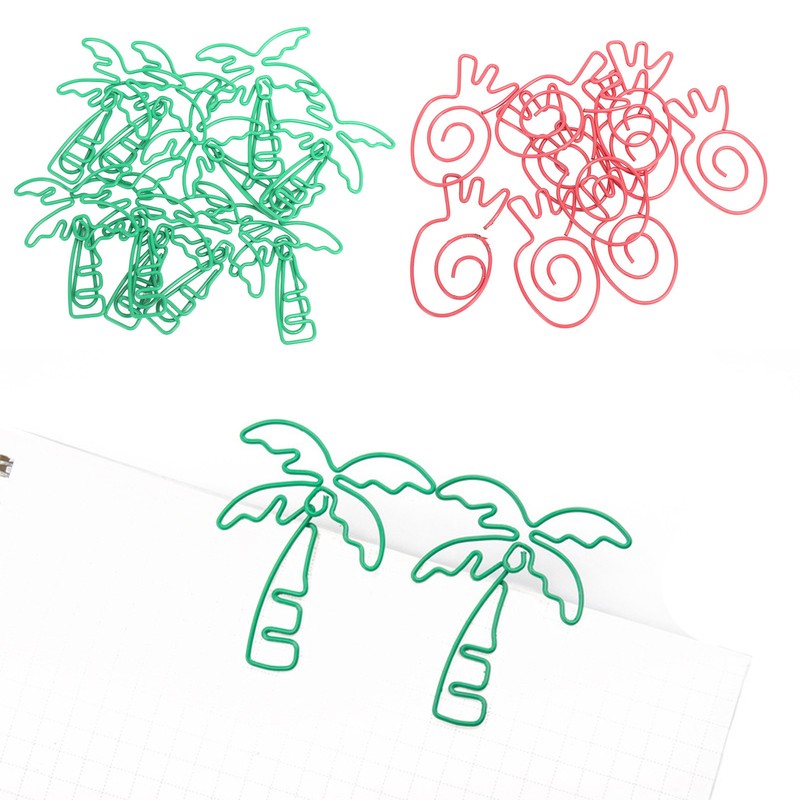 100pcs Paper Clips Portable Mini Electroplating Green Tree Pink Strawberry