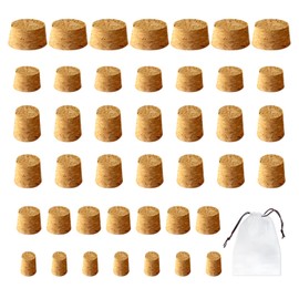 MEMOFYND 42-Piece Cork Bottle Stoppers in Various Sizes with 1 Piece Storage Bag, Wooden Corks, for Crafts, Reprocessed Corks (6 Sizes)