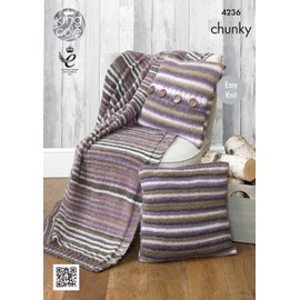 King Cole 4236 Knitting Pattern Blanket and Cushion Covers to Knit in Riot Chunky