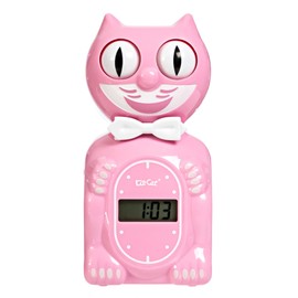 Kit Cat Klock® Solar Kit-Cat Digital Alarm Clock - Satin Pink Cat Clock with Eyes Swaying, Made in USA, Perfect for Home Decor, Modern Clock
