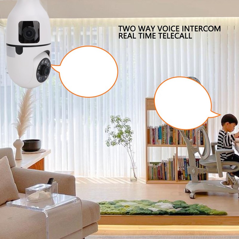 Light Bulb Security Cameras Motion Detection Dual Lens Light Socket