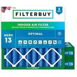 Filterbuy 29x29x4 Air Filter MERV 13 Optimal Smoke & Allergy Defense (3-Pack), Electrostatic Pleated HVAC AC Furnace Filters Replacement, Made in USA (Actual Size: 28.50 x 28.50 x 3.63)