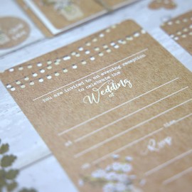 Dotty about Paper Rustic Mason Jar Flowers - Ready to Write Evening Invitations - Pack of 10 (634)