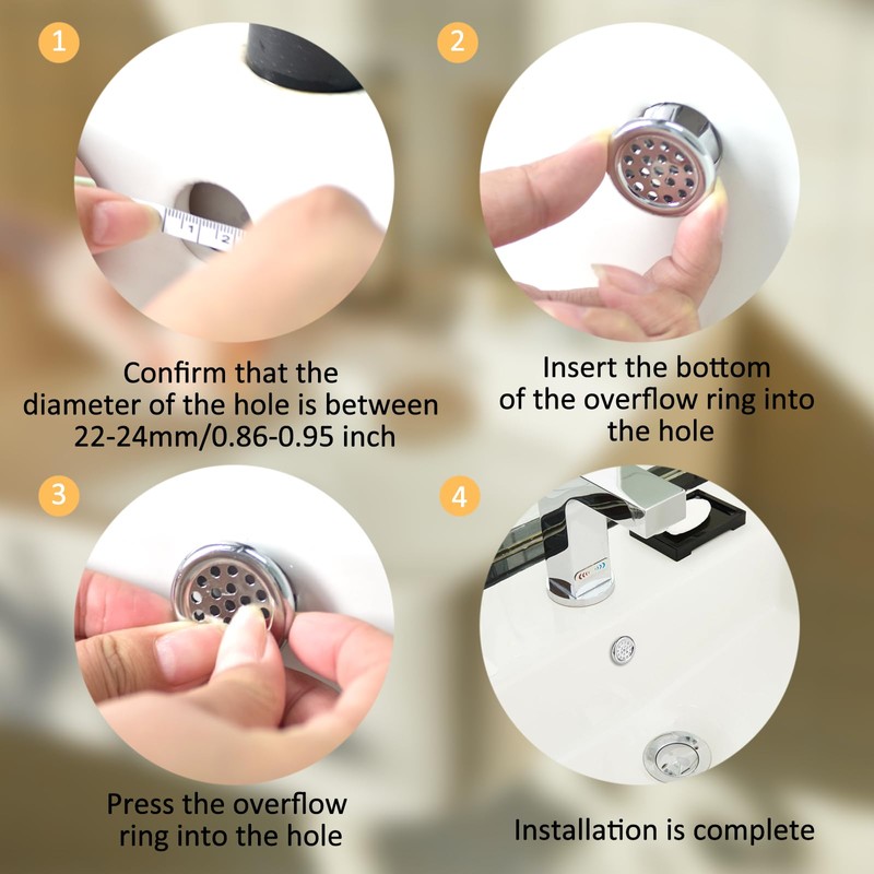 6 Pack Sink Overflow Ring Bathroom Sink Overflow Trim Ring