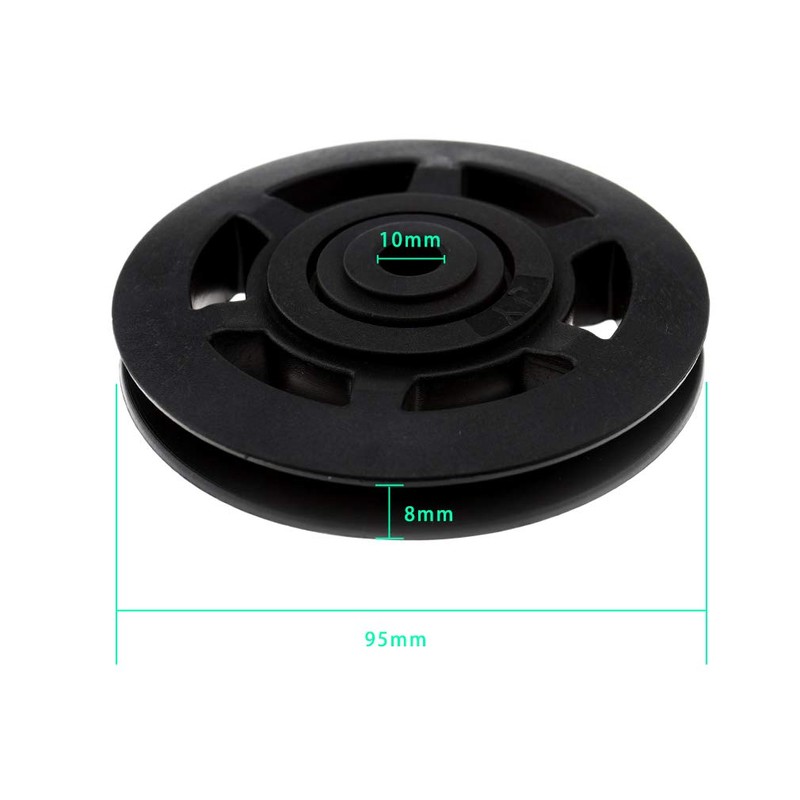 Pair of 95mm Universal Wearproof Black Bearing Pulley Wheel Cable