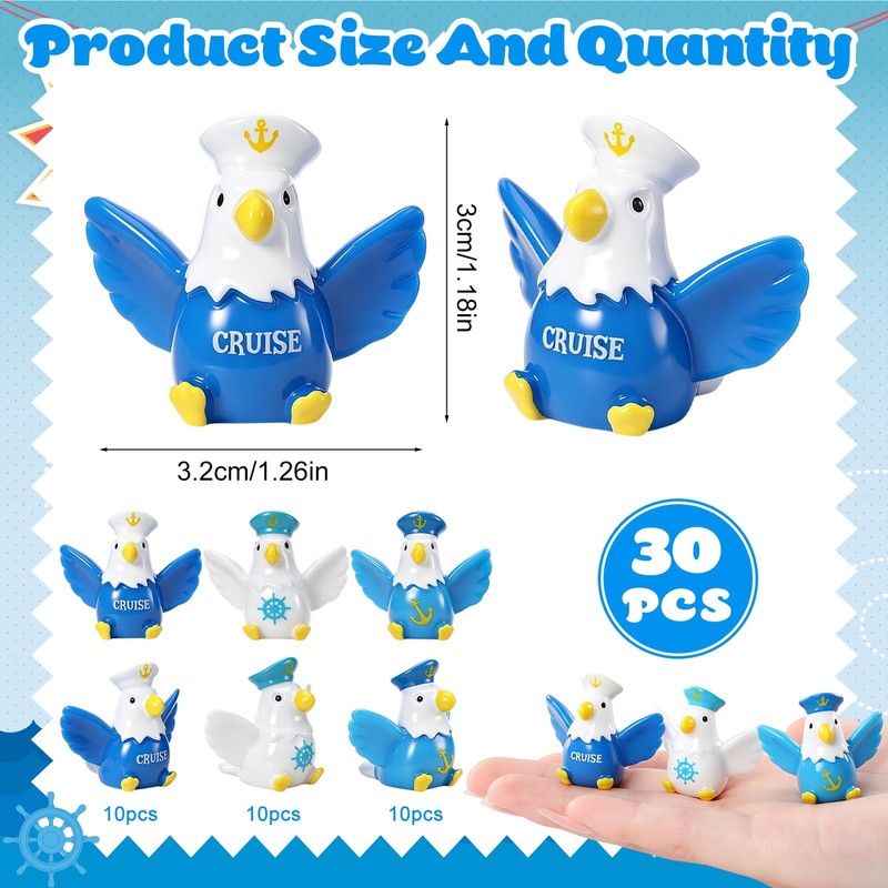 30 Pcs Sailor Cruise Resin Bald Eagle, Mini Bald Eagle