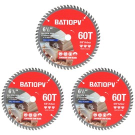 BATIOPV Circular Saw Blades 6-1/2 Inch 3-Pack, 60T for Wood Cutting – Compatible with Dewalt, Makita, Bosch – Ideal for Hardwood, Plywood, Chipboard – Precision Wood Cutting Tool