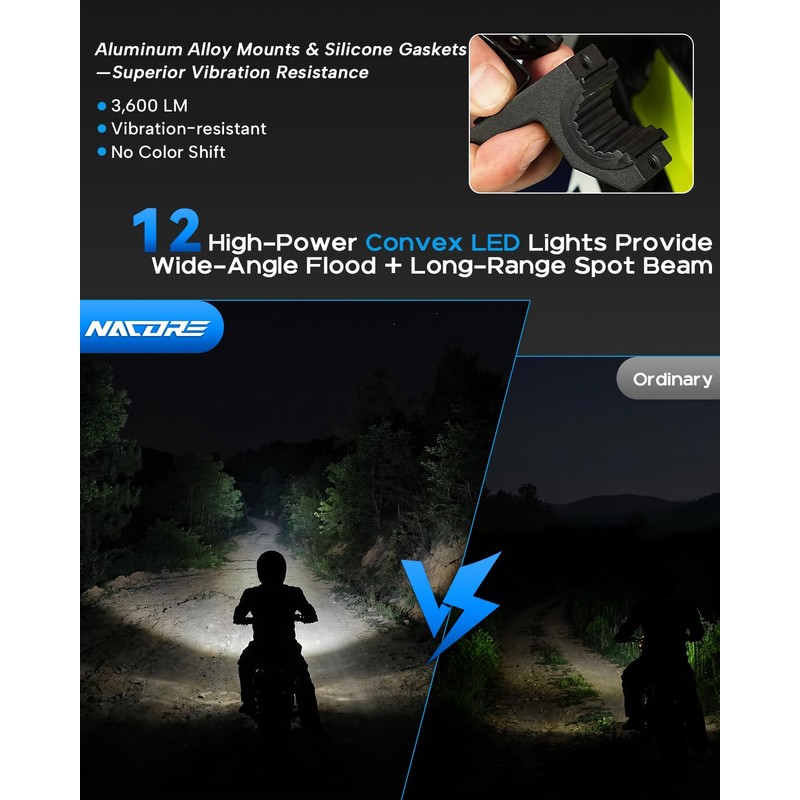 NACORE Dirt Bike LED Light Bar Kit for Most Dirt
