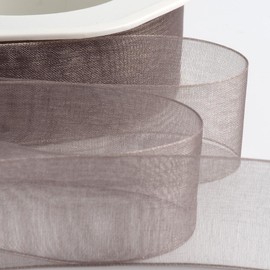 Italian Options Organza Chiffon Ribbon, 25mm x 20 Metre Roll, Smoke Grey