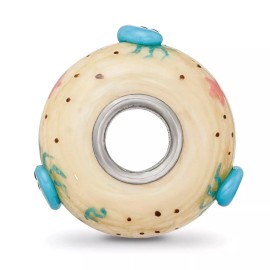 Reflection Beads Sterling Silver Reflections Hand Painted Crab, Cream Glass Bead