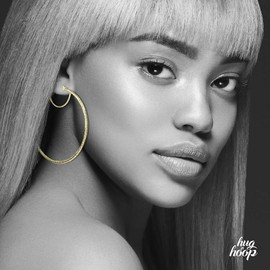 HUG A HOOP - 925 Sterling Silver Gold Overlay Textured Hoop Earrings, Round Thin 2mm Click-Top Hoops 12mm-70mm, Metal, Cubic Zirconia