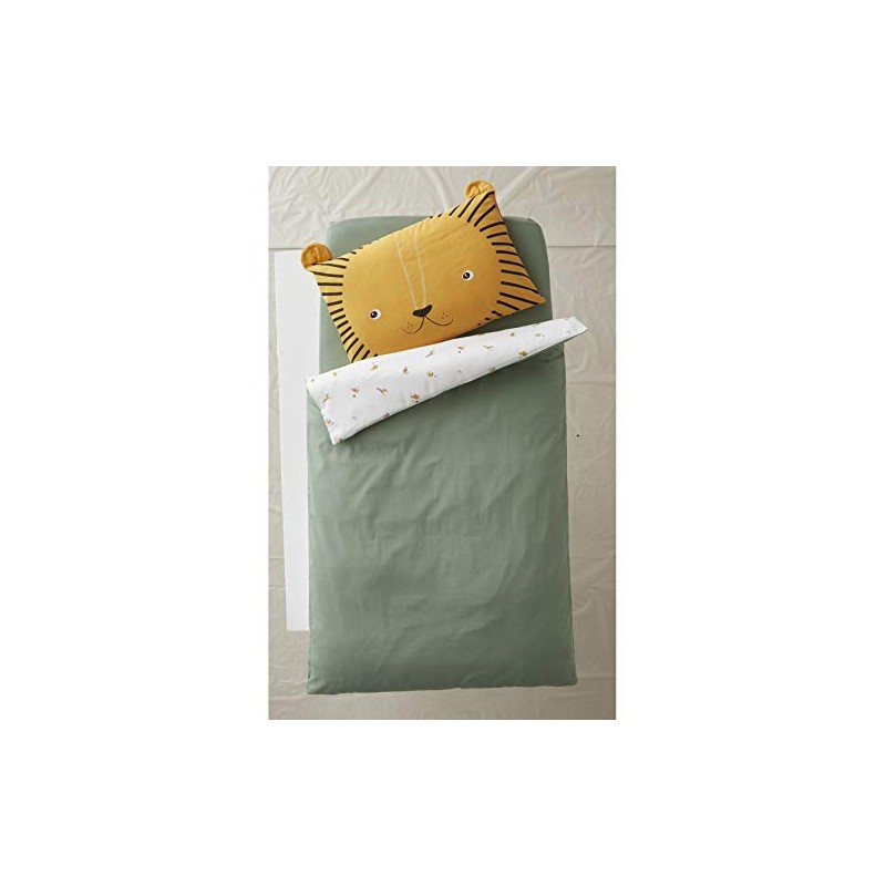Vertbaudet Baby Reversible Duvet Cover, Little Lion, Tanzania, Wool White,