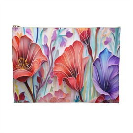 Lily Flowers Accessory Pouch, Cute Floral Makeup Bag Gifts from Friends, Botanical Zipper Pouch Gifts for Women Mother's Day Birthday