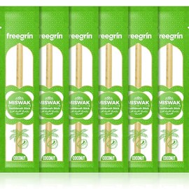 Miswak Sticks para dientes paquete de 6 | Sewak Sticks para dientes | Cepillo de dientes natural Sewak sellado al vacío | para dientes saludables, encías y aliento fresco (Coconut Favor-CS)