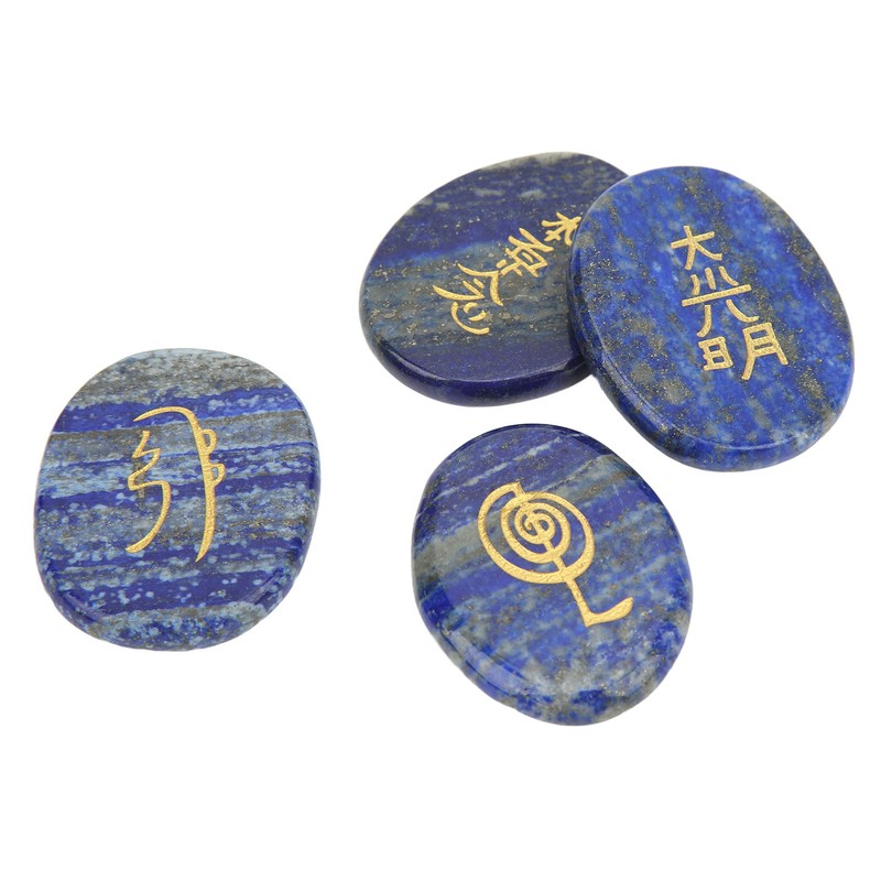 4Pcs Reiki Symbols Stones Smoother Surfaces Engraved Reiki Stones for