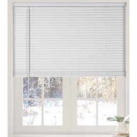 Calyx Interiors 1” Cordless Vinyl Mini Blinds, White, 36"W x 36"H