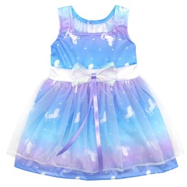 NIXNUT Doll Clothes Long Dress with Mesh Bow Graduated Color for 18 Inch American Girl Doll