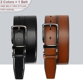DOOPAI Mens Leather Belt, Reversible Belt Adjustable Suit Jeans Belt Trim to Fit,Black & Brown