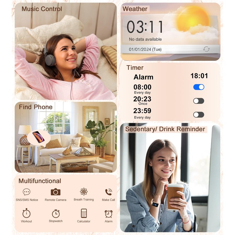 SOGRACE Reloj inteligente para mujer con llamada blutooth