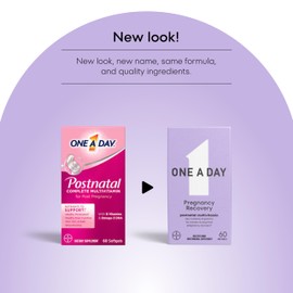 ONE A DAY Postnatal Complete Multivitamin for Post-Pregnancy with Folic Acid and Omega-3 DHA, 60 Count (Packaging May Vary)