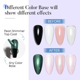 AIMEILI Gel Polish Glitter Top Coat, Hema Free, Cruelty Free, Vegan, 2 In 1 High Glossy Shiny Pearl No Wipe Top Gel for Nail Art 003