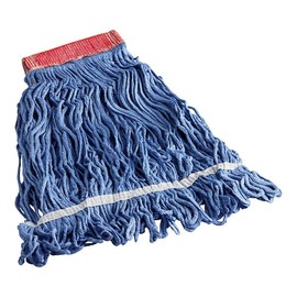 Cotton Loop-End Wet Mop Head, 16 oz, Blue, 5" Headband, 12/Case