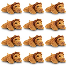 Forest & Twelfth Mini Lion Plush Toys, 12 Pack Small Stuffed Animals Bulk, Stocking Stuffer for Girls & Boys, Safari Animals Figures for Party Favors, Goody Bags, Classroom Treasure Box Prizes (Lion)