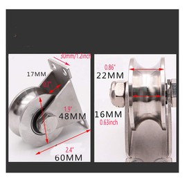 Chiloskit 304 Stainless Steel 2" Sliding Gate Roller Wheel Bearings U Groove Heavy Duty Pulley Wheels for Wheel Track Rail Sliding Sate with Bracket, Loading Capacity 660 lbs