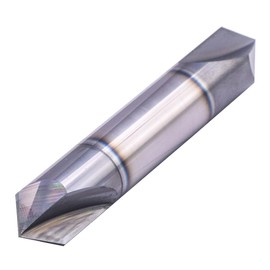 Solid Carbide Chamfer End Mill(1Pc, 1/2") - AlTiN Coated, 2 Flute, 90° Chamfer Angle, Double End, V Groove Router, 1/2" Shank 3" OAL for Milling Wood, Alloy Steels, Hardened Steel, Iron, Copper