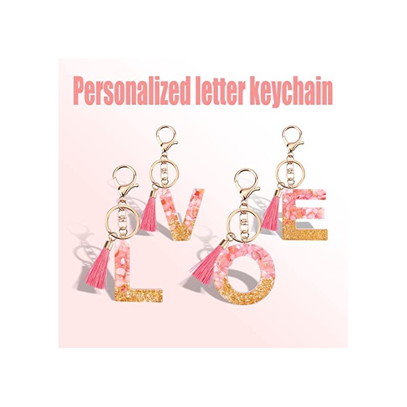 Rohans Pink and Gold Resin Alphabet Initial Letter Keychain, Bag