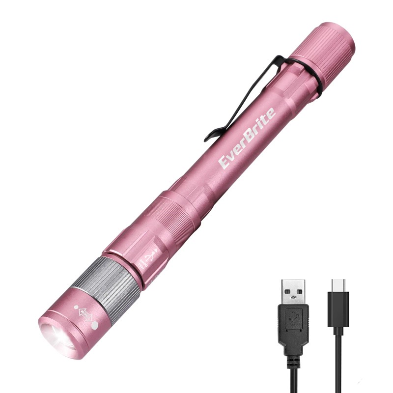 EverBrite Pen Light Pink 300 Lumens Zoomable LED with Clip,