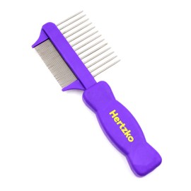 Hertzco Double-Sided Comb Hair Brush & Dog/Cat Grooming Kit - Closely Spaced Metal Pins - Detangling, Dog Combs, & Round Brushes - Hair Comb Tool (Double-Sided)