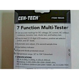 Centech Cen - Tech 7 Function Digital Multi Tester