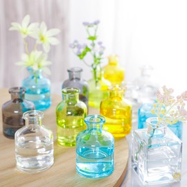 Small Mini Flower Vases - Set of 20 Colorful Glass Bud Vases - Vintage Rustic Centerpieces for Weddings, Events & Home Décor - Premium Quality, Timeless Designs