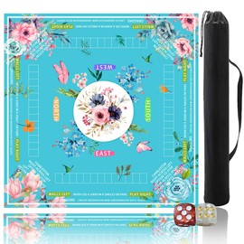 mahjong mat for table with Drawstring Bag/31.5Inch/american mahjong table cloth with rules mats， Noise Reduction Anti-Slip game mat for table，for Mahjong/Poker/Board Games/Card Games/Dominoes (green)