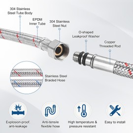 M METERXITY 2-Pack 31 Inch Faucet Hose Connector, 9/16 Inch Female Compression M10 Male Connector Braided Stainless Steel Water Supply Line for Bathroom/Kitchen, Faucet Supply Lines