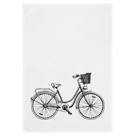 Tea Towel White Bicycle with Basket
