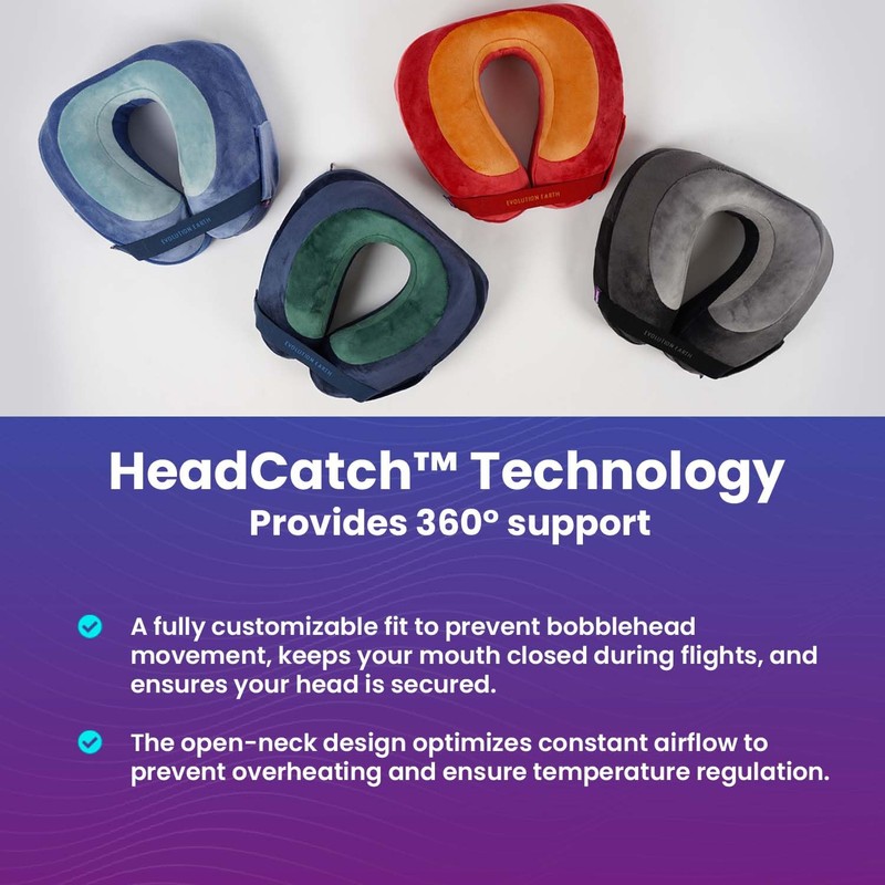 Cabeau Best Neck Pillow for Travel – Evolution Earth Deluxe