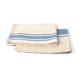 LinenMe Blue Striped Provence Linen Hand and Guest Towels, Set of 2, Natural
