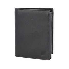 LEDEROW Men's Leather Wallet - Portrait Format Wallet with Gift Box - Men's Wallet RFID Protection with Coin Compartment - Wallet Man Large, black, rfid wallet
