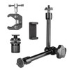 11" Adjustable Magic Arm and Super Clamp with 1/4" and