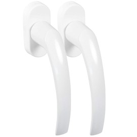 JUVA Window Handle White | Pack of 2 | Patio Door Handle Aluminium on Oval Rosette | Tilt Grid Olive without Lock Cylinder | Balcony Door Handle for Windows and Patio Door | Door Handle Balcony Door