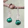 Sterling Silver Malachite Natural Gemstone Dangle Drop Earrings