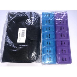 Pivit Pill Organizer, Weekly, Twice Daily. With Leather Case. Two Tone.