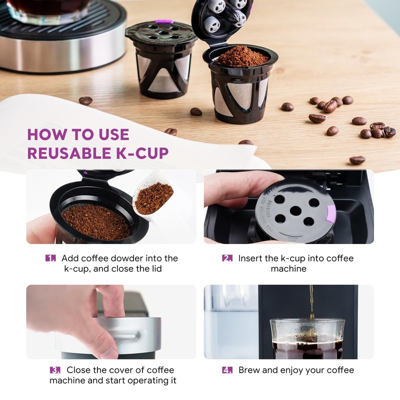 6 Pack Reusable K Cups Compatible for K eurig K-Supreme