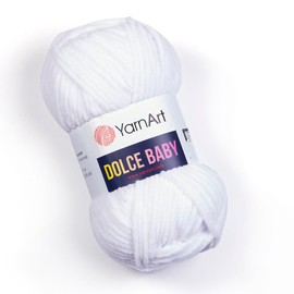 Yarnart Dolce Baby Yarn Blanket - Soft Chenille Velvet, Crochet, 50g (1.76oz), 93yds (741ft), Medium/Moyen/Medio