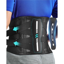 Fitomo Faja Lumbar Hombre Mujer con Soporte Ergonómico y Férulas de Fibra de Carbono, Tejido de Malla Ultra Fino, Faja Lumbar para Dolor Espalda,...  