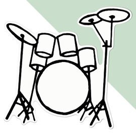 Large 210mm 'Drum Kit' Permanent Sticker Decal for Cars/Windows/Bins/Walls etc (DW00082534)