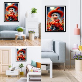 MXJSUA DIY 5D Diamond Painting Kits for Adults, Flower Fairy Diamond Art Painting Full Drill Crystal Rhinestone Embroidery Craft Kits for Home Wall Decor Gifts, 30x40cm